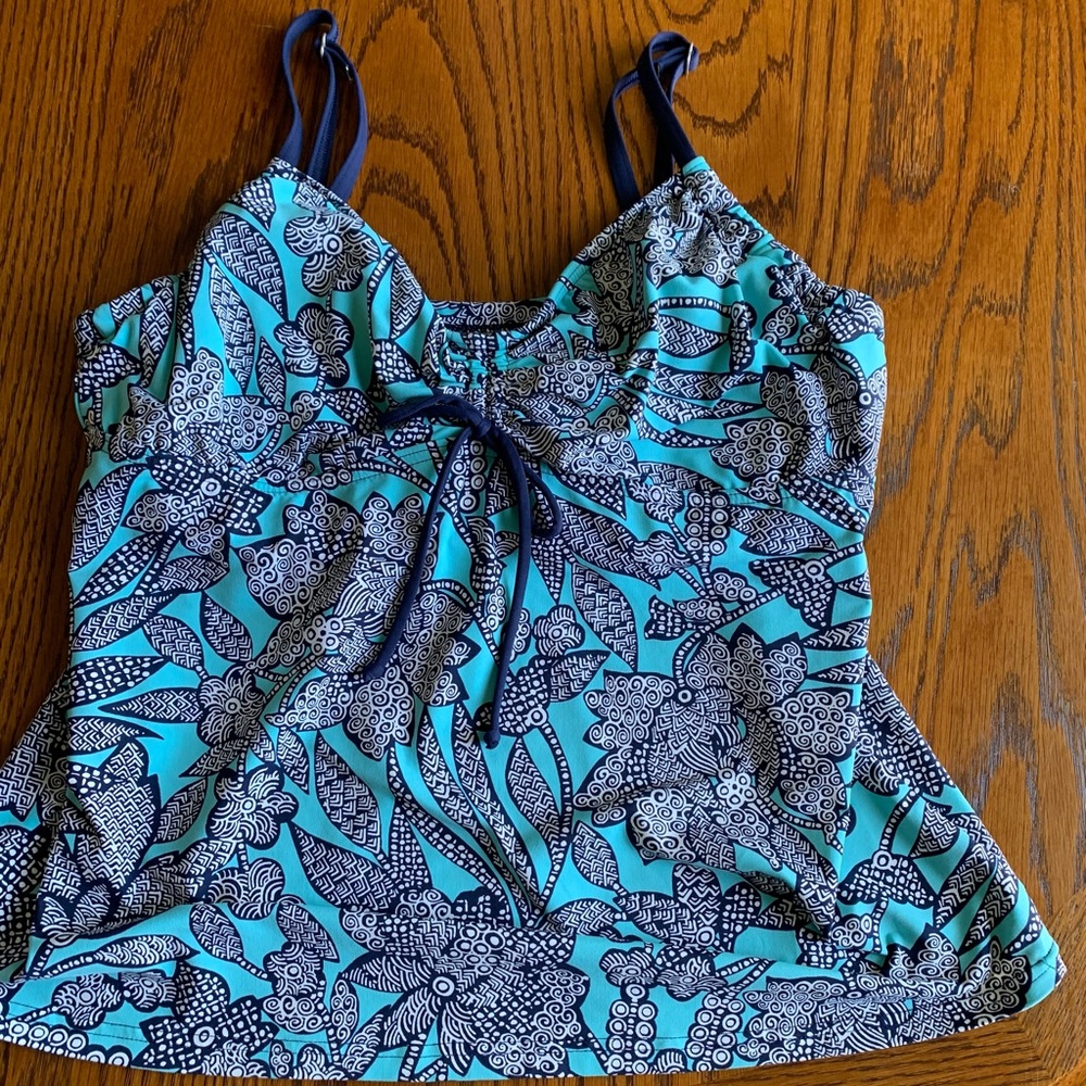 LANDS’ END tankini underwire bra sz14 Turquoise
